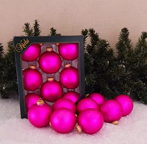 2 5/8" (67mm) Ball Ornaments, Gold Caps, Bubblegum Velvet, 8/Box, 12/Case, 96 Pieces