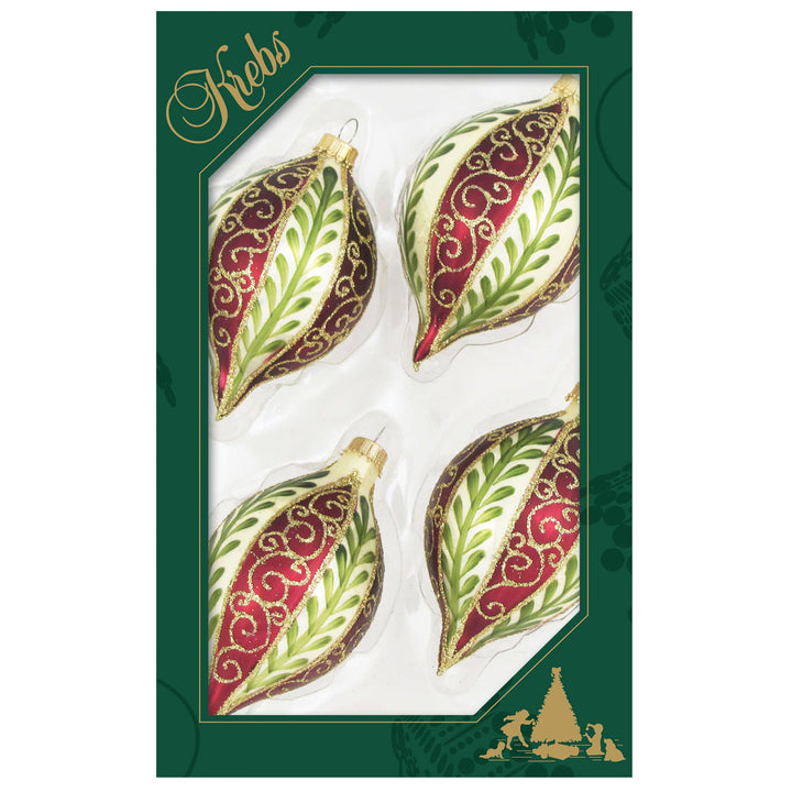 Assorted Sizes Glass Finials, Gold/Red Multi, 12/Box, 4/Case, 48 Pieces