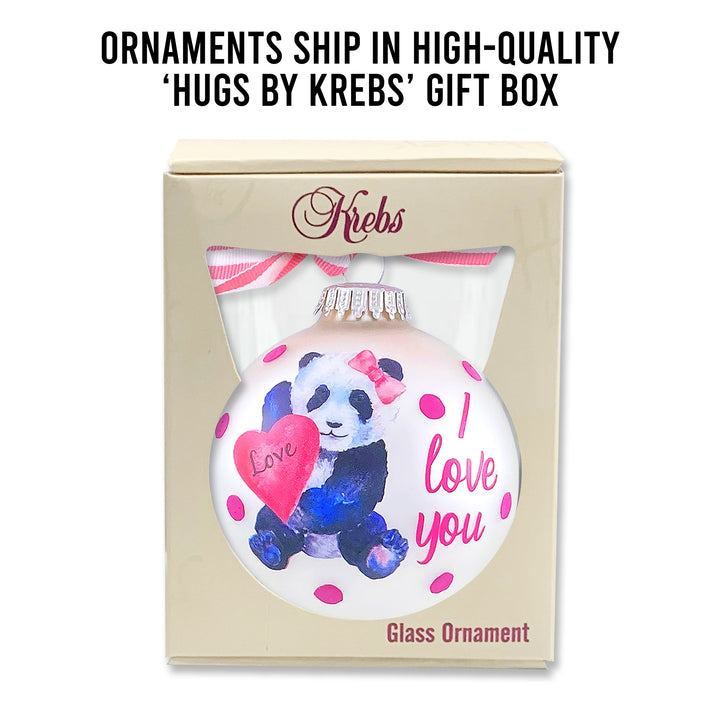 3 1/4" (80mm) Personalizable Hugs Specialty Gift Ornaments, Panda & I Love You, Silver Pearl, 1/Box, 12/Case, 12 Pieces