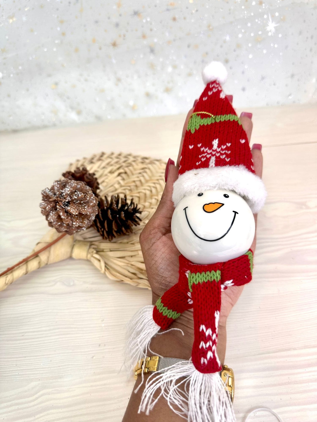 5" (125mm) Snowman Head Figurine Ornaments, 1/Box, 6/Case, 6 Pieces