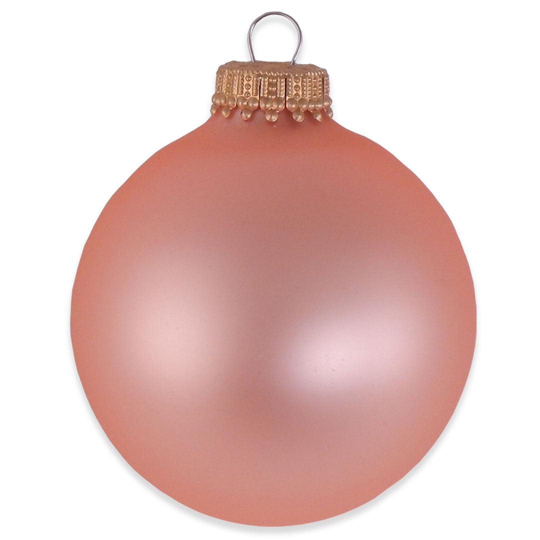 2 5/8" (67mm) Ball Ornaments, Gold Caps, Coral Velvet, 8/Box, 12/Case, 96 Pieces