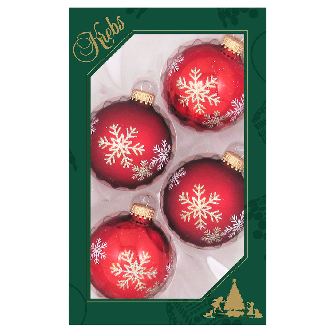 2 5/8" (67mm) Glass Ball Ornaments, Gold/Red/White Assortment, 4/Box, 12/Case, 48 Pieces