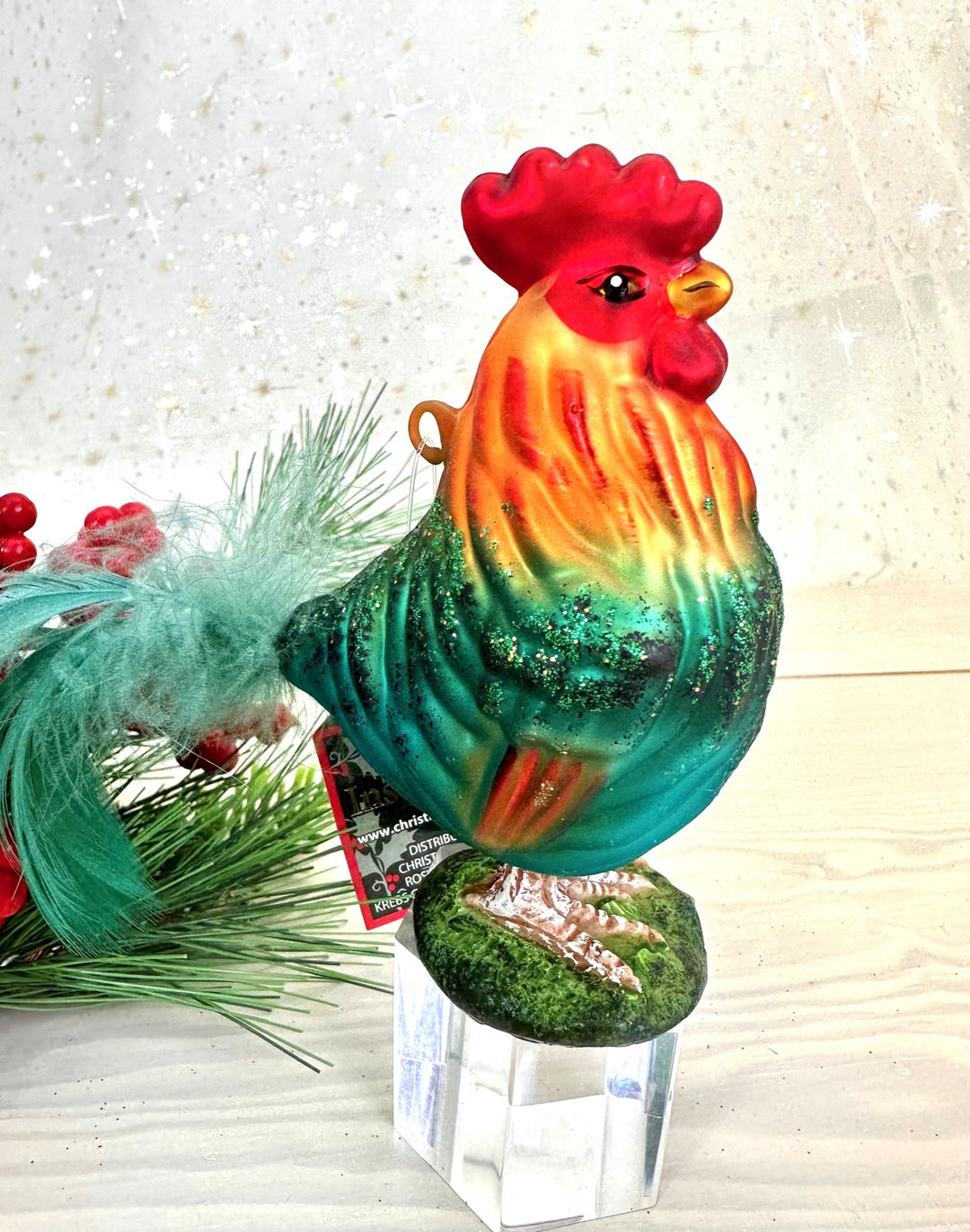 3 1/2" (90mm) Rooster Figurine Ornaments, 1/Box, 6/Case, 6 Pieces