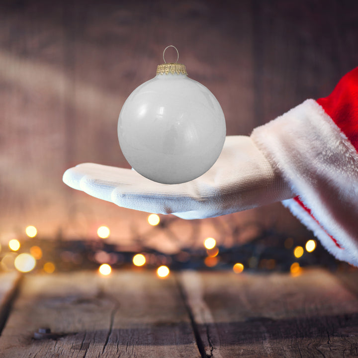 3 1/4" (80mm) Glass Ball Ornament, Snow White, 4/Box, 12/Case, 48 Pieces