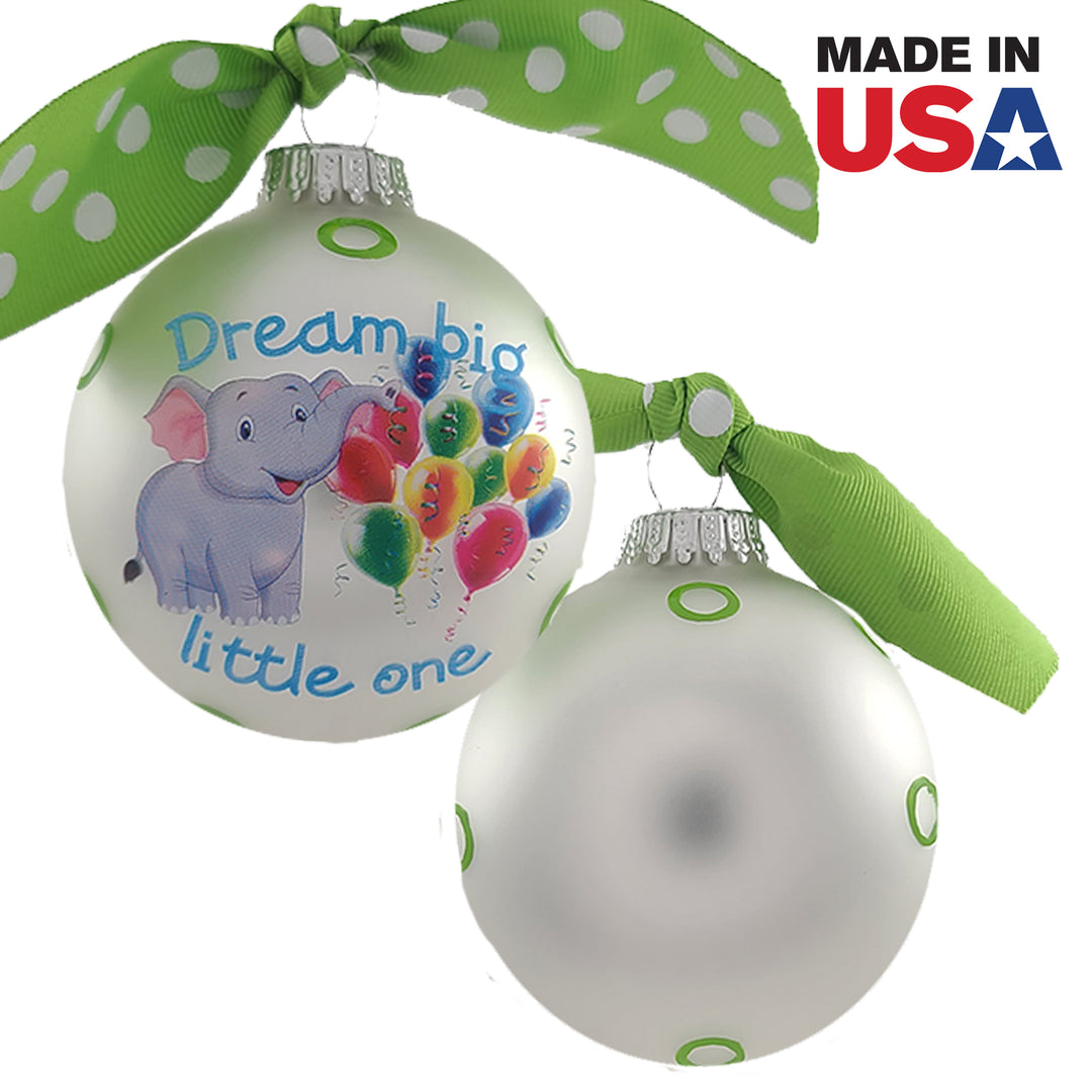 3 1/4" (80mm) Personalizable Hugs Specialty Gift Ornaments, Silver Pearl Ball with Dream Big
