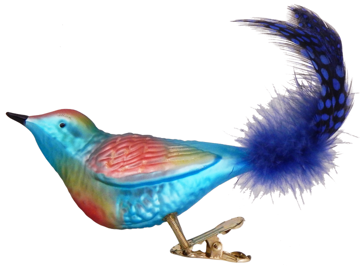 6 1/2" (165mm) Colorful Clip-On Bird Figurine Ornaments, 3/Box, 12/Case, 36 Pieces