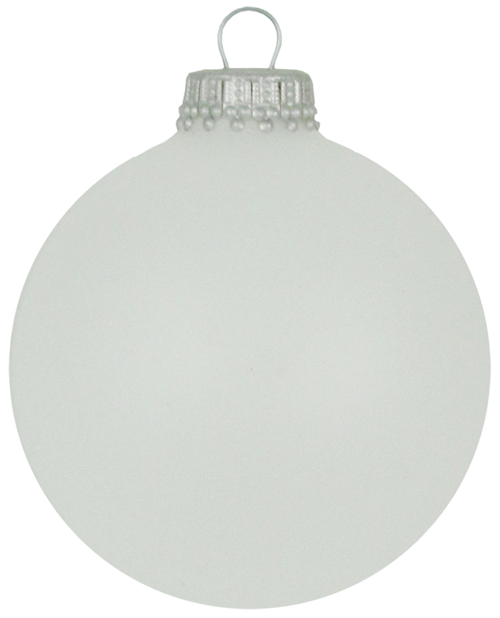 2 5/8" (67mm) Ball Ornaments, Silver Caps, Snow White, 8/Box, 12/Case, 96 Pieces