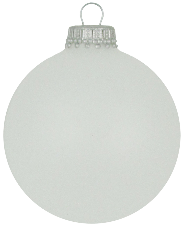 2 5/8" (67mm) Ball Ornaments, Silver Caps, Snow White, 8/Box, 12/Case, 96 Pieces