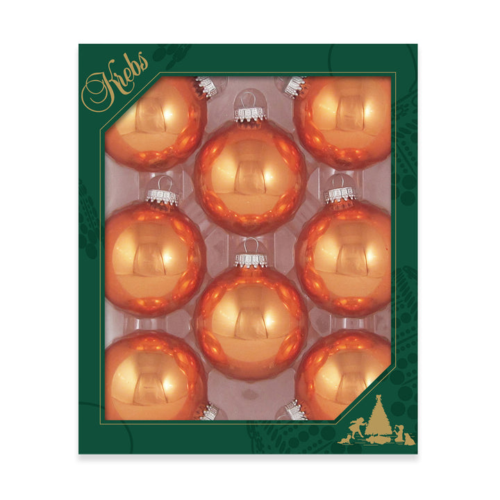 2 5/8" (67mm) Ball Ornaments, Silver Caps, Orange Crush, 8/Box, 12/Case, 96 Pieces