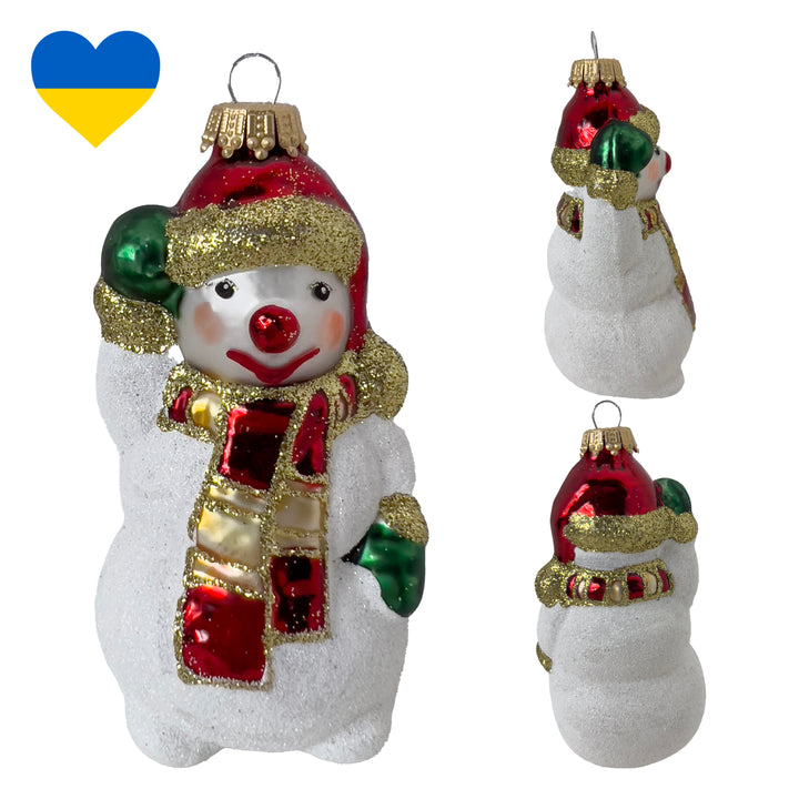 4.75 inches (12cm) Snowman Waving White/ Red Figurine Ornaments, 1/Box, 6/Case, 6 Pieces