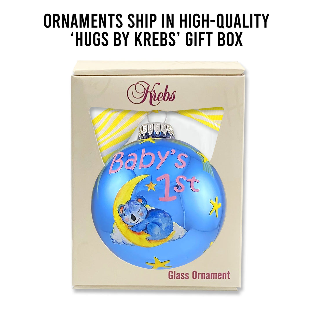 3 1/4" (80mm) Personalizable Hugs Specialty Gift Ornaments, Baby's 1st Koala & Moon, Alpine Shine, 1/Box, 12/Case, 12 Pieces