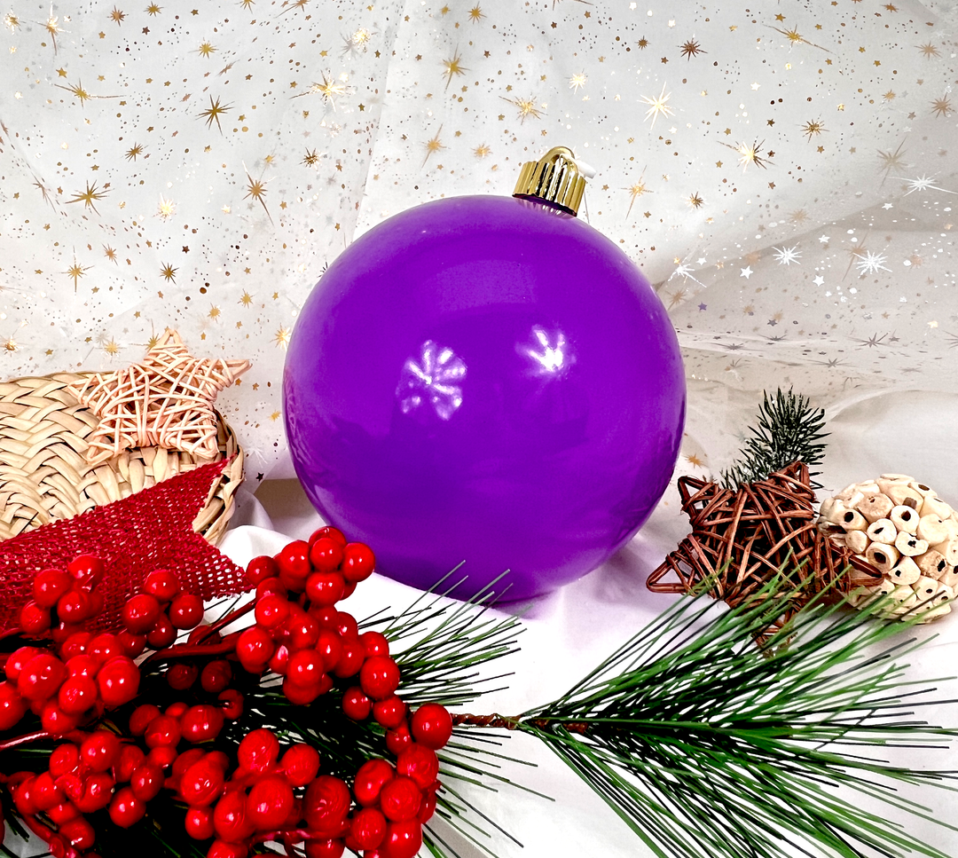 6" (150mm) Large Commercial Shatterproof Ball Ornaments, Celebration Purple, 1/Box, 12/Case, 12 Pieces
