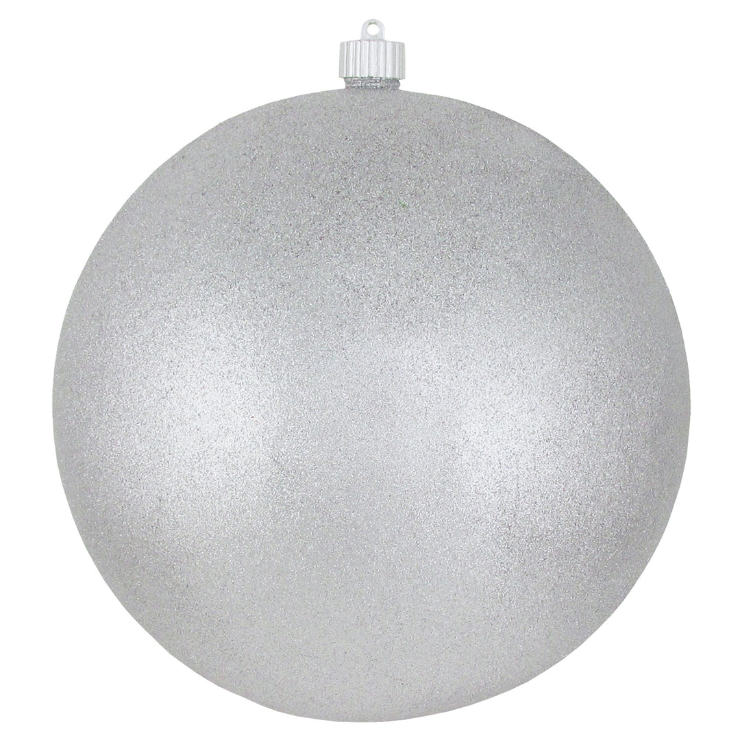 10" (250mm) Giant Commercial Shatterproof Ball Ornament, Silver Glitter, Case, 4 Pieces
