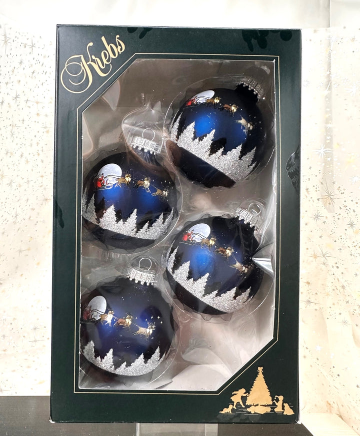2 5/8" (67mm) Glass Ball Ornaments, Midnight Haze with Spirit Of Christmas Silver Caps, 4/Box, 12/Case, 48 Pieces