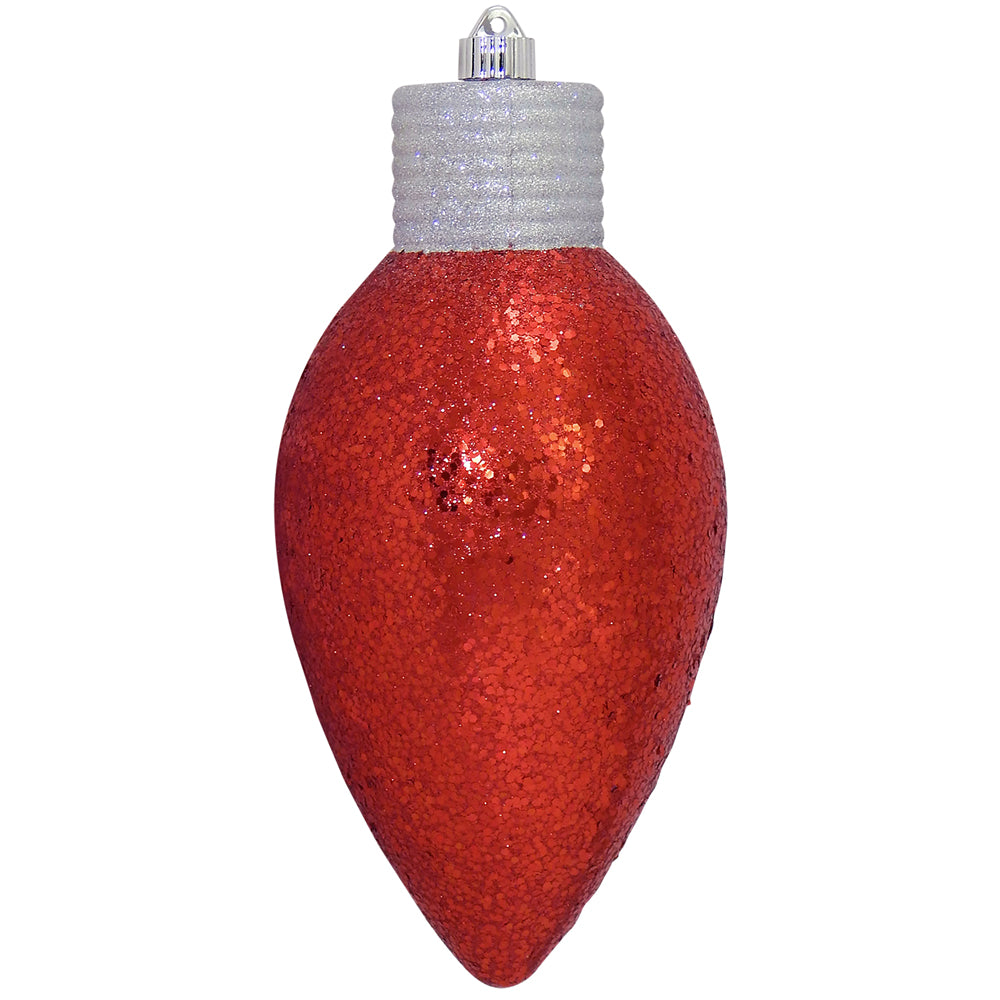 12" (300mm) Giant Commercial Shatterproof C9 Light Bulb Ornament, Red, Case, 6 Pieces