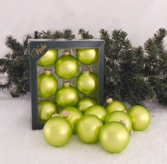 2 5/8" (67mm) Ball Ornaments, Parrot Green Velvet, 8/Box, 12/Case, 96 Pieces