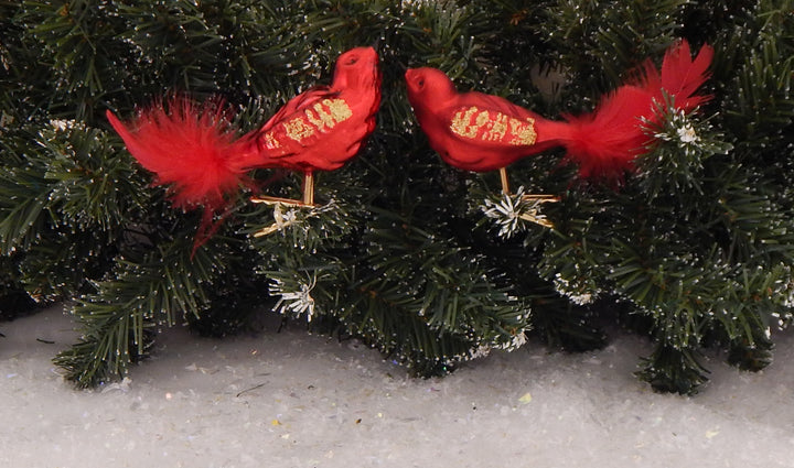 3 1/2" (146mm) Christmas Clip-On Birds Figurine Ornaments, 3/Box, 12/Case, 36 Pieces