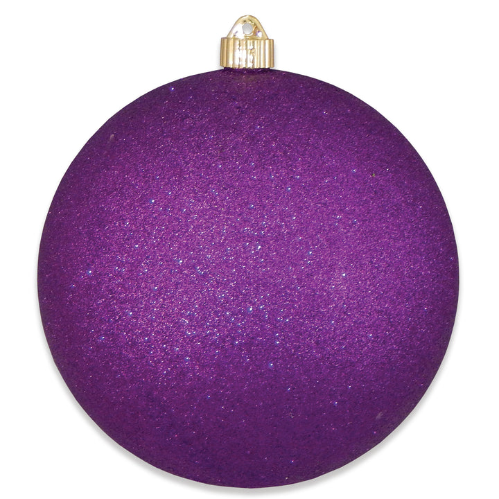 8" (200mm) Giant Commercial Shatterproof Ball Ornament, Purple Glitter, Case, 6 Pieces