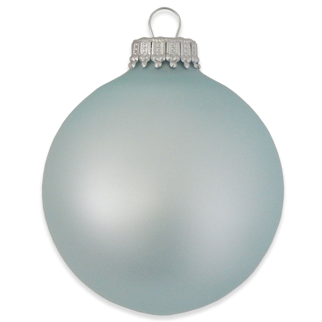2 5/8" (67mm) Ball Ornaments, Silver Caps, Misty Aqua Velvet, 8/Box, 12/Case, 96 Pieces