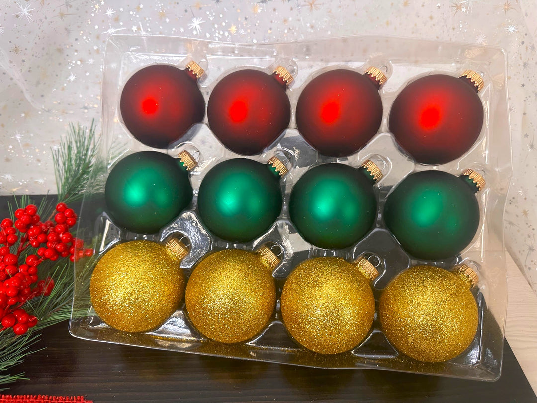 2 5/8" (67mm) Ball Ornaments, Christmas Romance Solid Color Variety Set, 12/Box, 12/Case, 144 Pieces