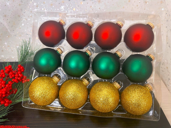 2 5/8" (67mm) Ball Ornaments, Christmas Romance Solid Color Variety Set, 12/Box, 12/Case, 144 Pieces