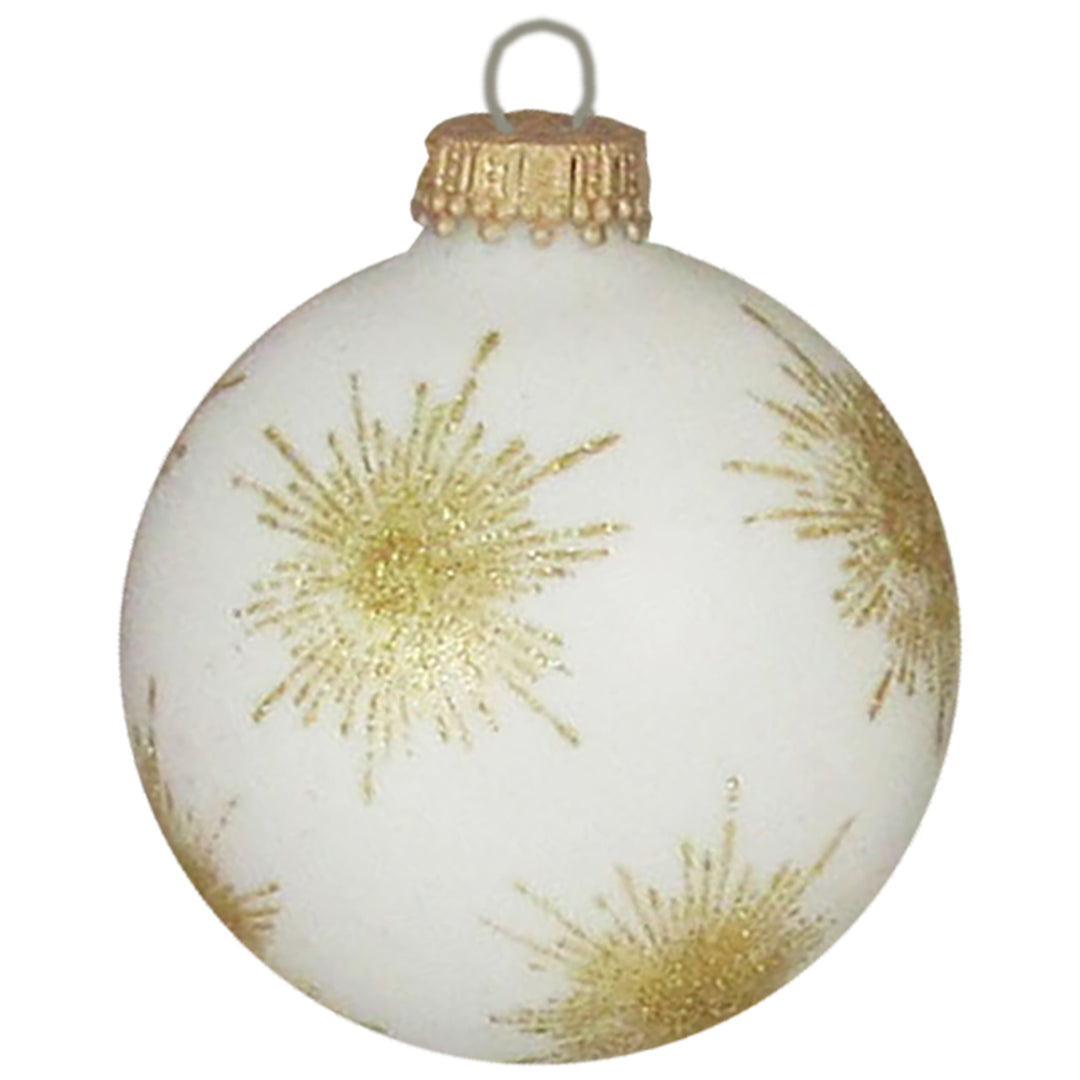2 5/8" (67mm) Decorated Seamless Glass Ball Ornament Handcrafted Hanging Holiday Decor for Trees, 4/Box, 12/Case, 48 Pieces