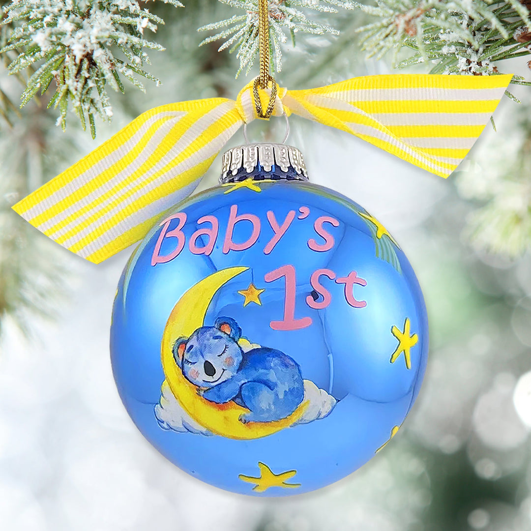3 1/4" (80mm) Personalizable Hugs Specialty Gift Ornaments, Baby's 1st Koala & Moon, Alpine Shine, 1/Box, 12/Case, 12 Pieces