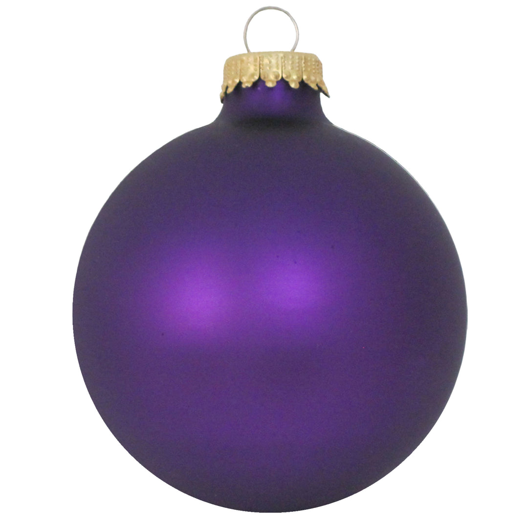 2 5/8" (67mm) Ball Ornaments, Gold Caps, Purple Magic Velvet, 8/Box, 12/Case, 96 Pieces