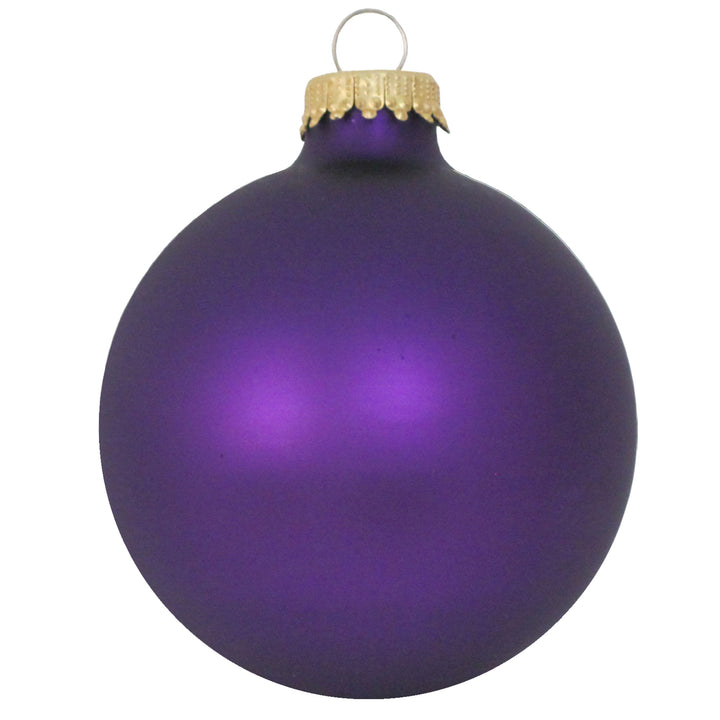 2 5/8" (67mm) Ball Ornaments, Gold Caps, Purple Magic Velvet, 8/Box, 12/Case, 96 Pieces