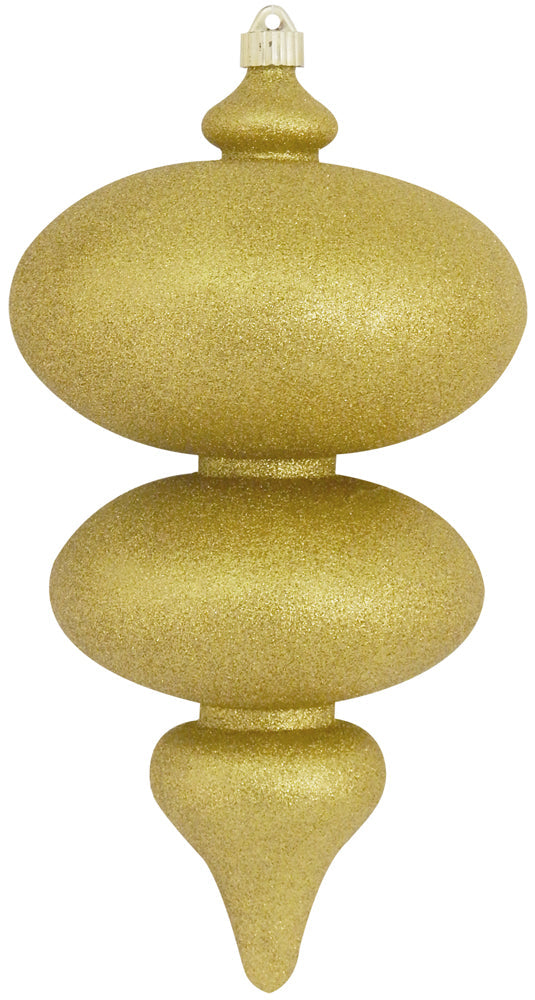 15" (380mm) Giant Commercial Shatterproof Finials, Gold Glitter, Case, 4 Pieces