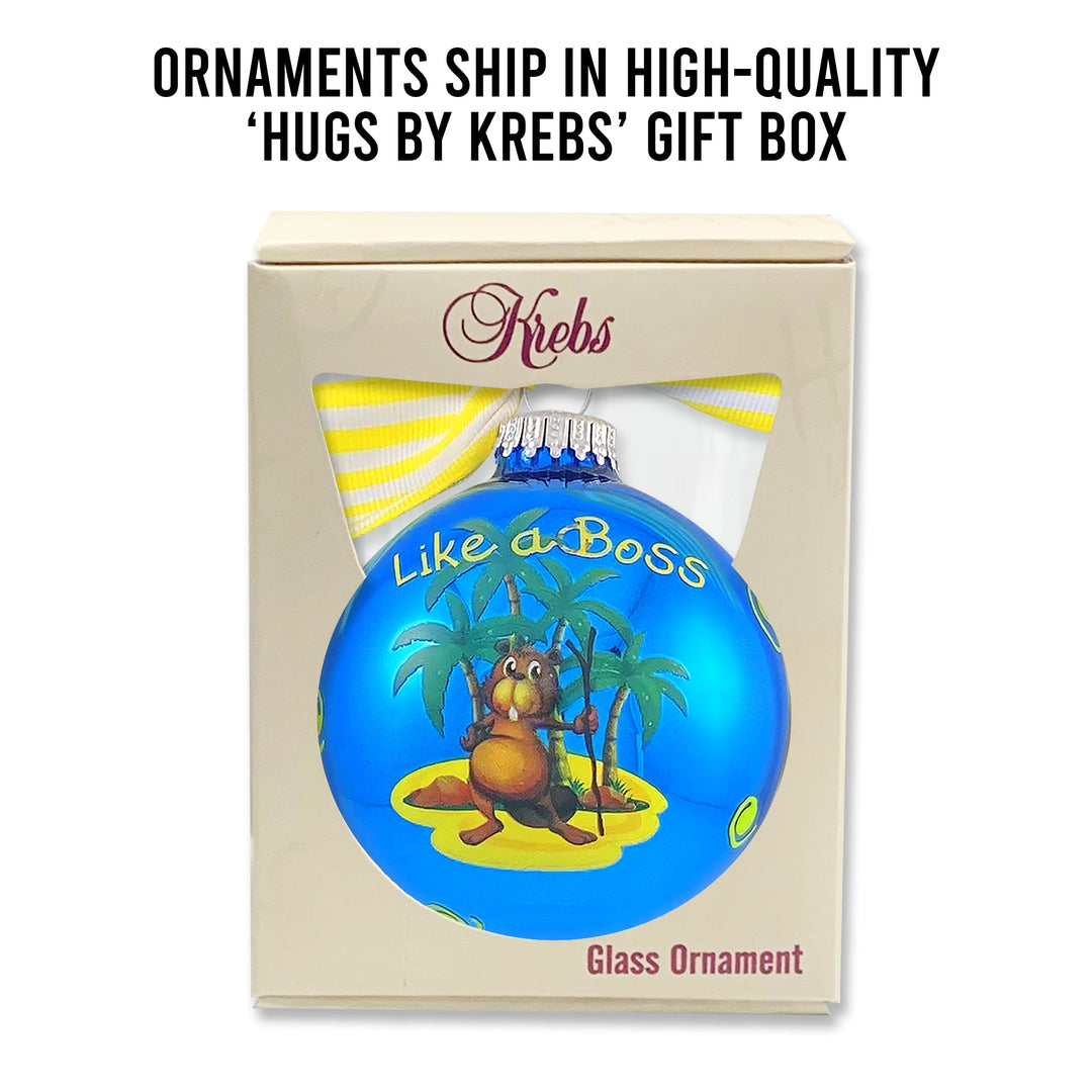 3 1/4" (80mm) Personalizable Hugs Specialty Gift Ornaments, Like a Boss, Classic Blue, 1/Box, 12/Case, 12 Pieces