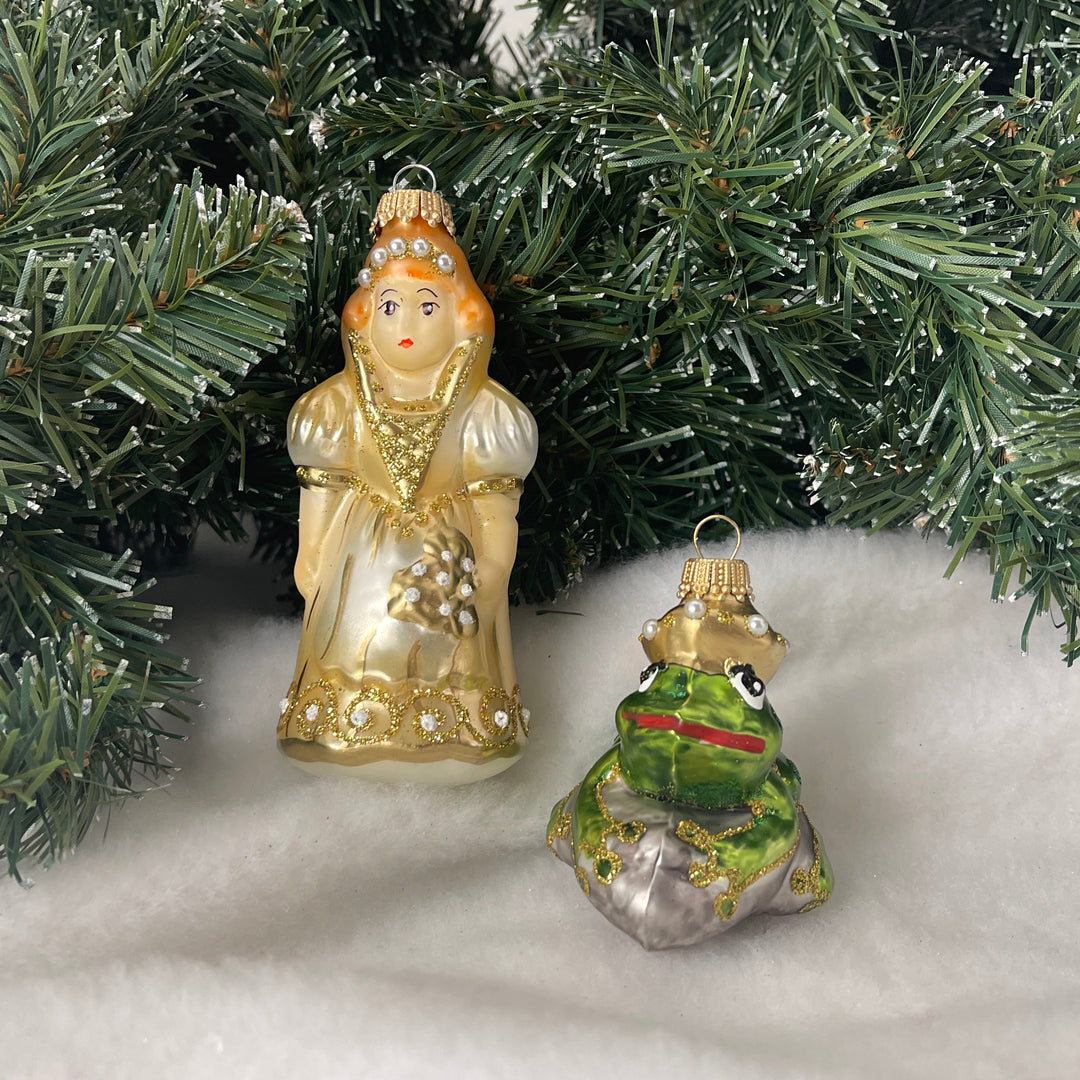 2.5" and 4.6" The Frog Prince & Princess, Gold/ Green Figurine Ornaments, 2/Box, 8/Case, 16 Pieces