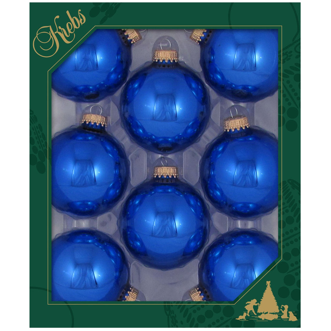 2 5/8" (67mm) Glass Ball Ornaments, Silver/Blue/White - Assortment Displayer, 8/Box, 12/Case, 96 Pieces