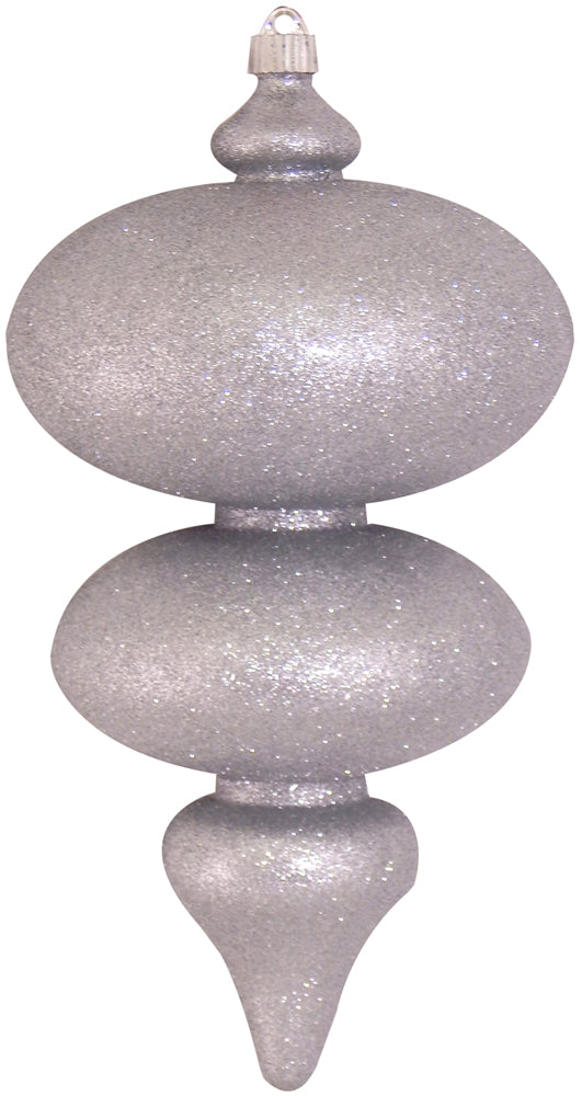15" (380mm) Giant Commercial Shatterproof Finials, Silver Glitter, Case, 4 Pieces