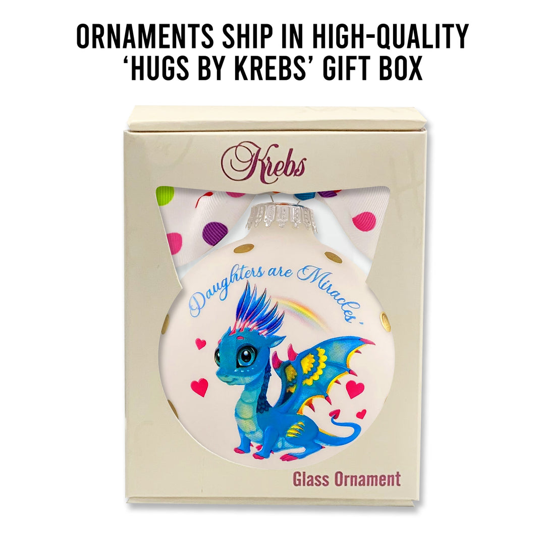 3 1/4" (80mm) Personalizable Hugs Specialty Gift Ornaments, Frost Glass Ball with Daughters are Miracles