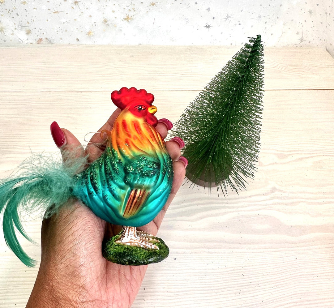 3 1/2" (90mm) Rooster Figurine Ornaments, 1/Box, 6/Case, 6 Pieces