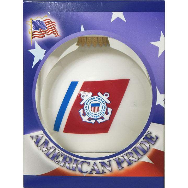 3 1/4" (80mm) Ball Ornaments, US Coast Guard Logo and Hymn, Porcelain White, 1/Box, 12/Case, 12 Pieces