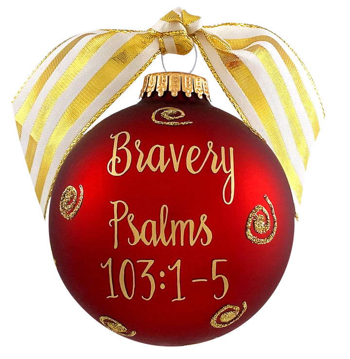 3 1/4" (80mm) Personalizable Hugs Specialty Gift Ornaments, Port Velvet Glass Ball with Bible Hero/ David
