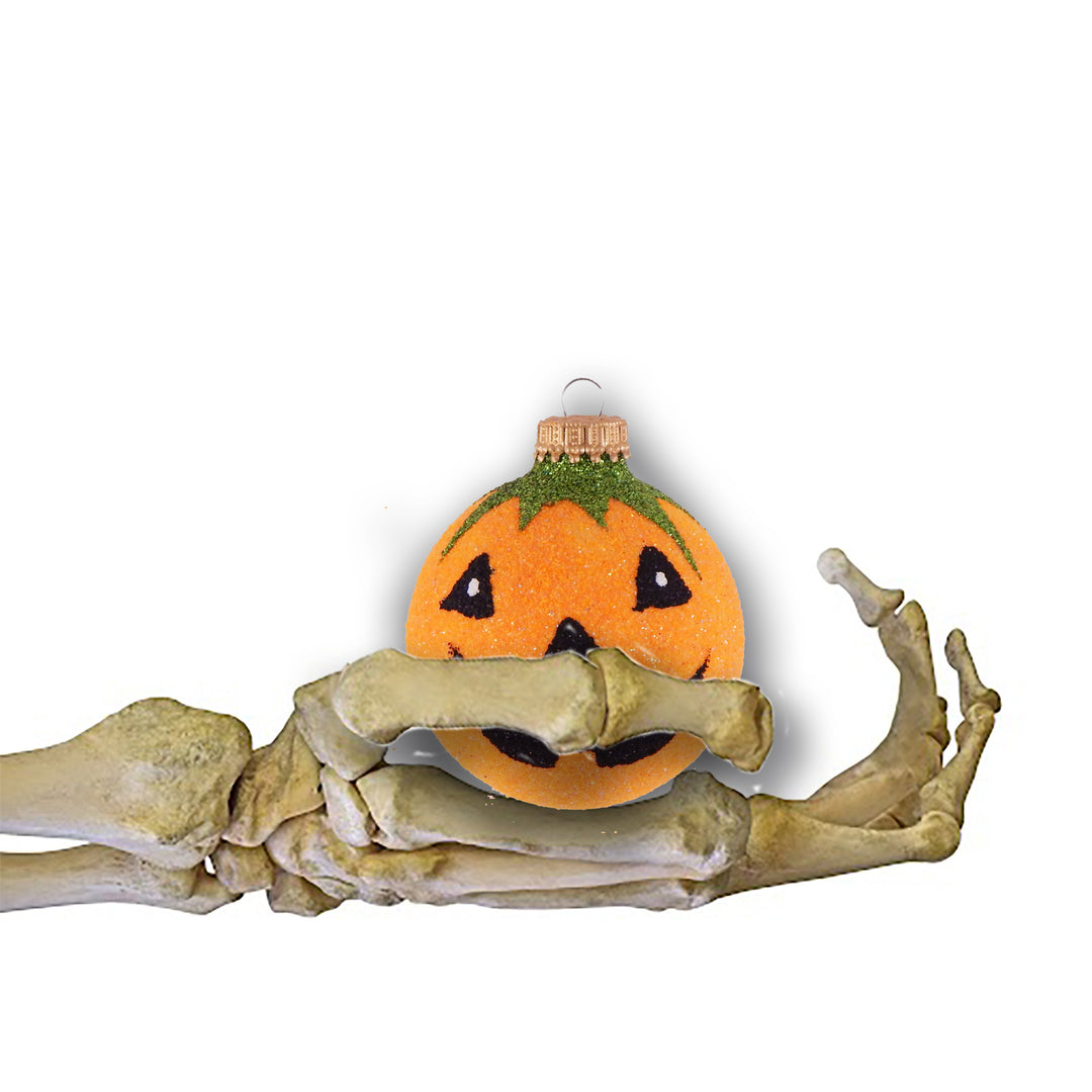 2 5/8" (67mm) Halloween Ball Ornaments Solid Glittered with Jack-O-Lantern 4/Box, 12/Case, 48 Pieces