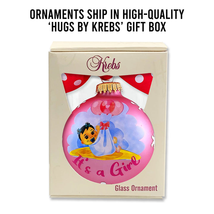 3 1/4" (80mm) Personalizable Hugs Specialty Gift Ornaments, It's a Girl, Tickled Pink, 1/Box, 12/Case, 12 Pieces
