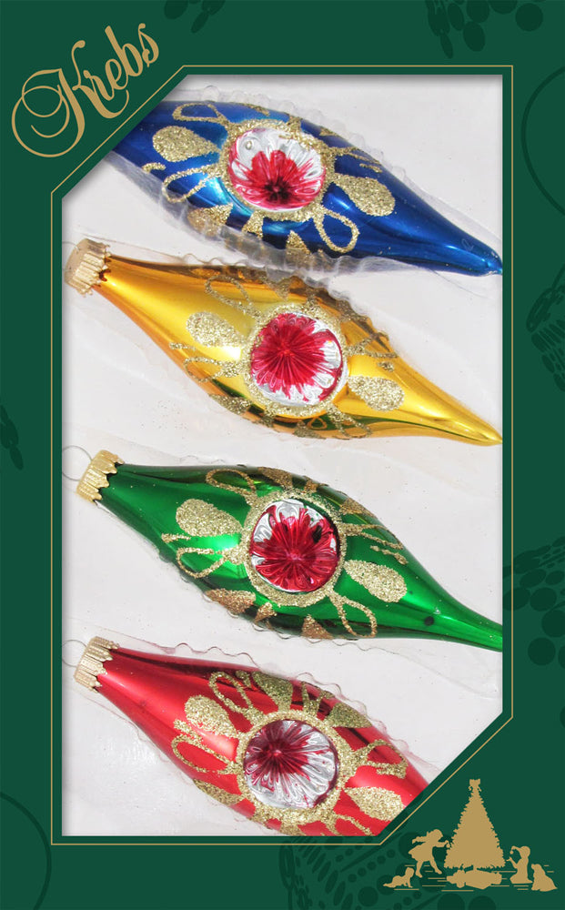 Assorted Sizes Glass Finials, Red/Gold Multi, 12/Box, 4/Case, 48 Pieces