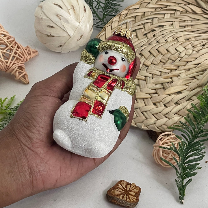 4.75 inches (12cm) Snowman Waving White/ Red Figurine Ornaments, 1/Box, 6/Case, 6 Pieces