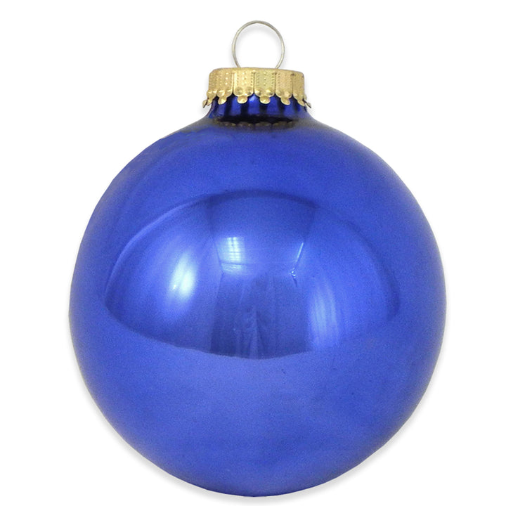 2 5/8" (67mm) Ball Ornaments, Blue/White with Santa Over Village Variety Set, 12/Box, 12/Case, 144 Pieces