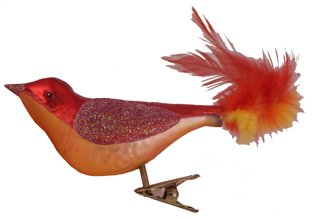 6 1/2" (165mm) Colorful Clip-On Bird Figurine Ornaments, 3/Box, 12/Case, 36 Pieces