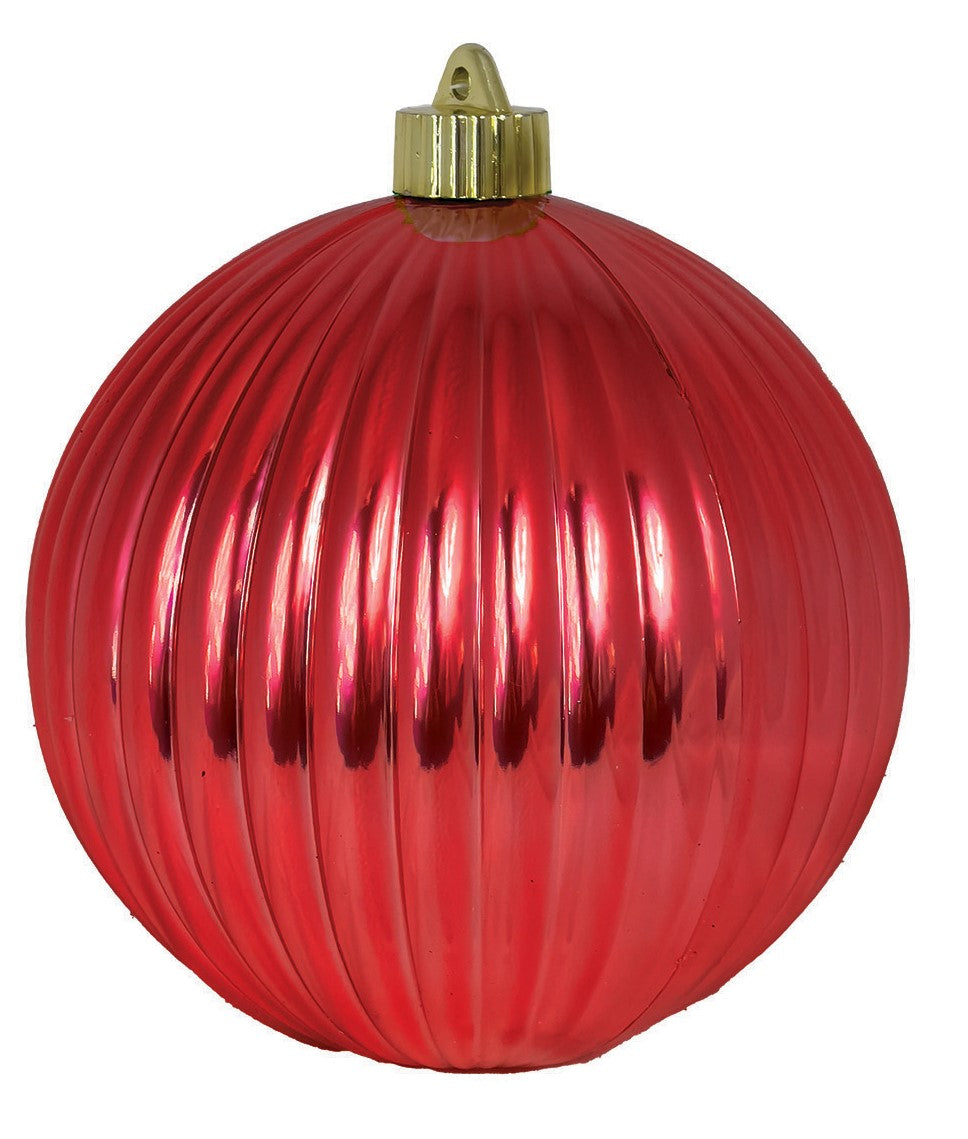 6" (150mm) Large Commercial Shatterproof Ripple Ornaments, Sonic Red, Case, 12 Pieces