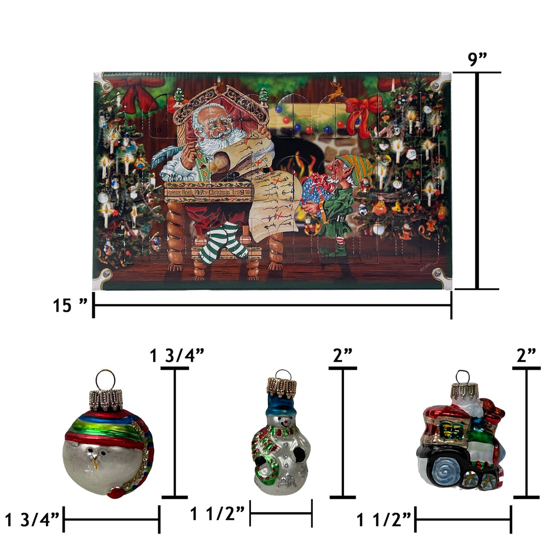 1 1/4" (32mm) Mini Advent Calendar Figurine Ornaments, 24/Box, 6/Case, 144 Pieces