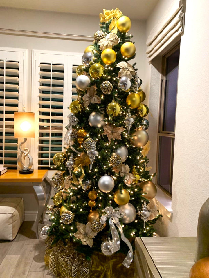 12" (300mm) Giant Commercial Shatterproof Ball Ornament, Gold Glitter, Case, 2 Pieces