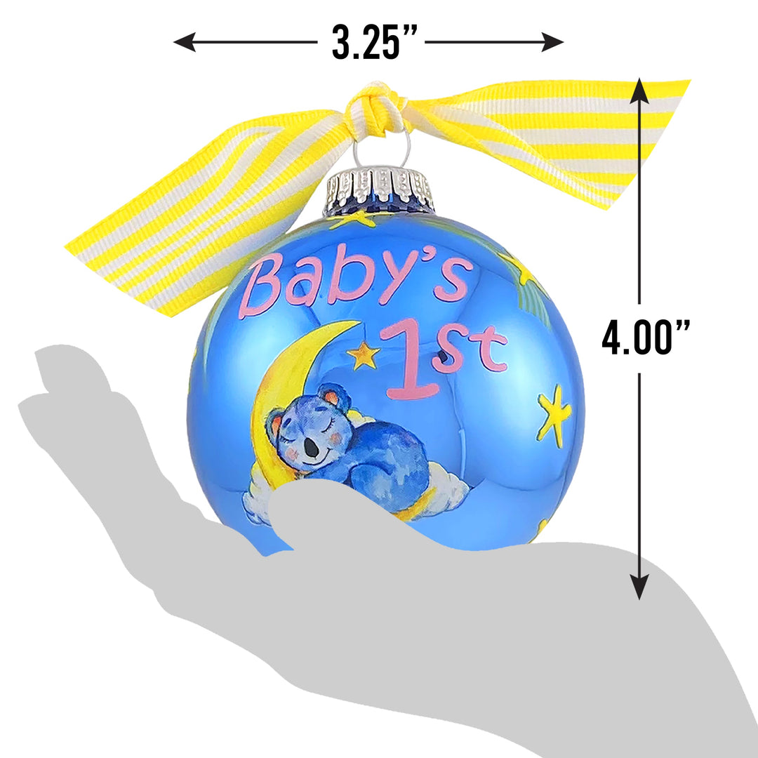 3 1/4" (80mm) Personalizable Hugs Specialty Gift Ornaments, Baby's 1st Koala & Moon, Alpine Shine, 1/Box, 12/Case, 12 Pieces