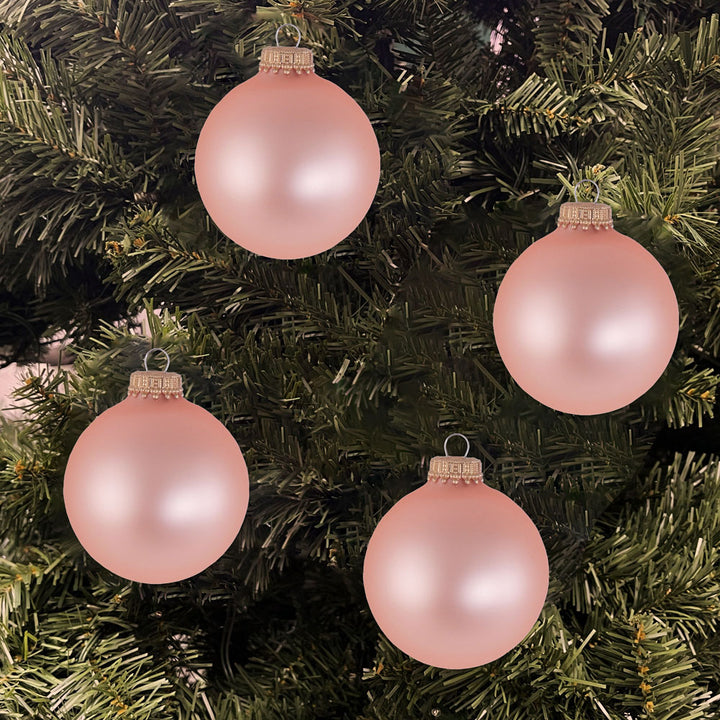 2 5/8" (67mm) Ball Ornaments, Gold Caps, Coral Velvet, 8/Box, 12/Case, 96 Pieces