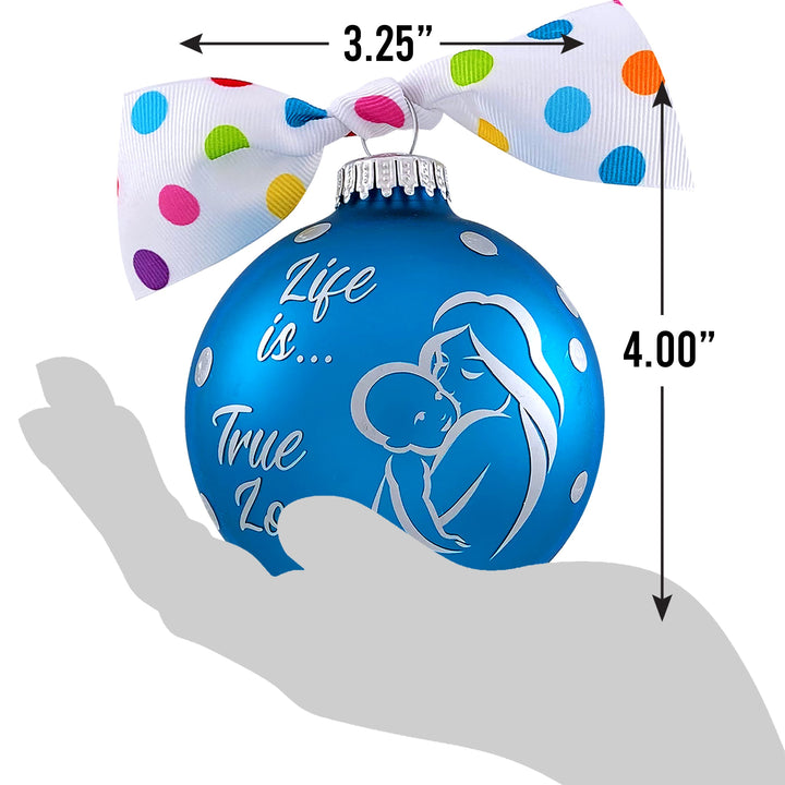 3 1/4" (80mm) Personalizable Hugs Specialty Gift Ornaments, Life is True Love, Turquoise Bliss Velvet, 1/Box, 12/Case, 12 Pieces